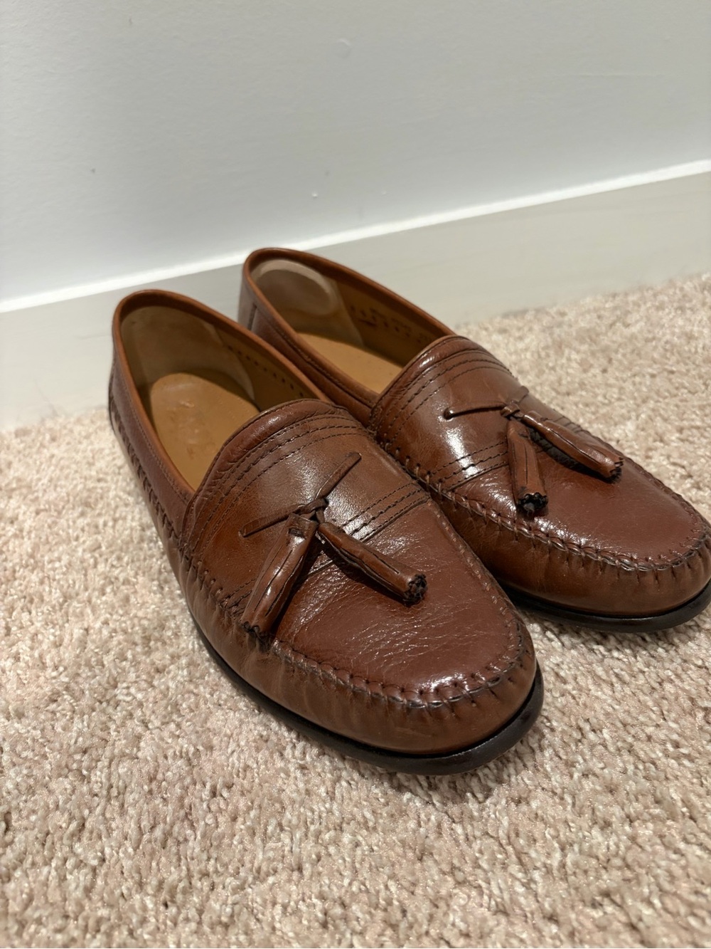 Classic Brown Leather Tassel Loafers - Men